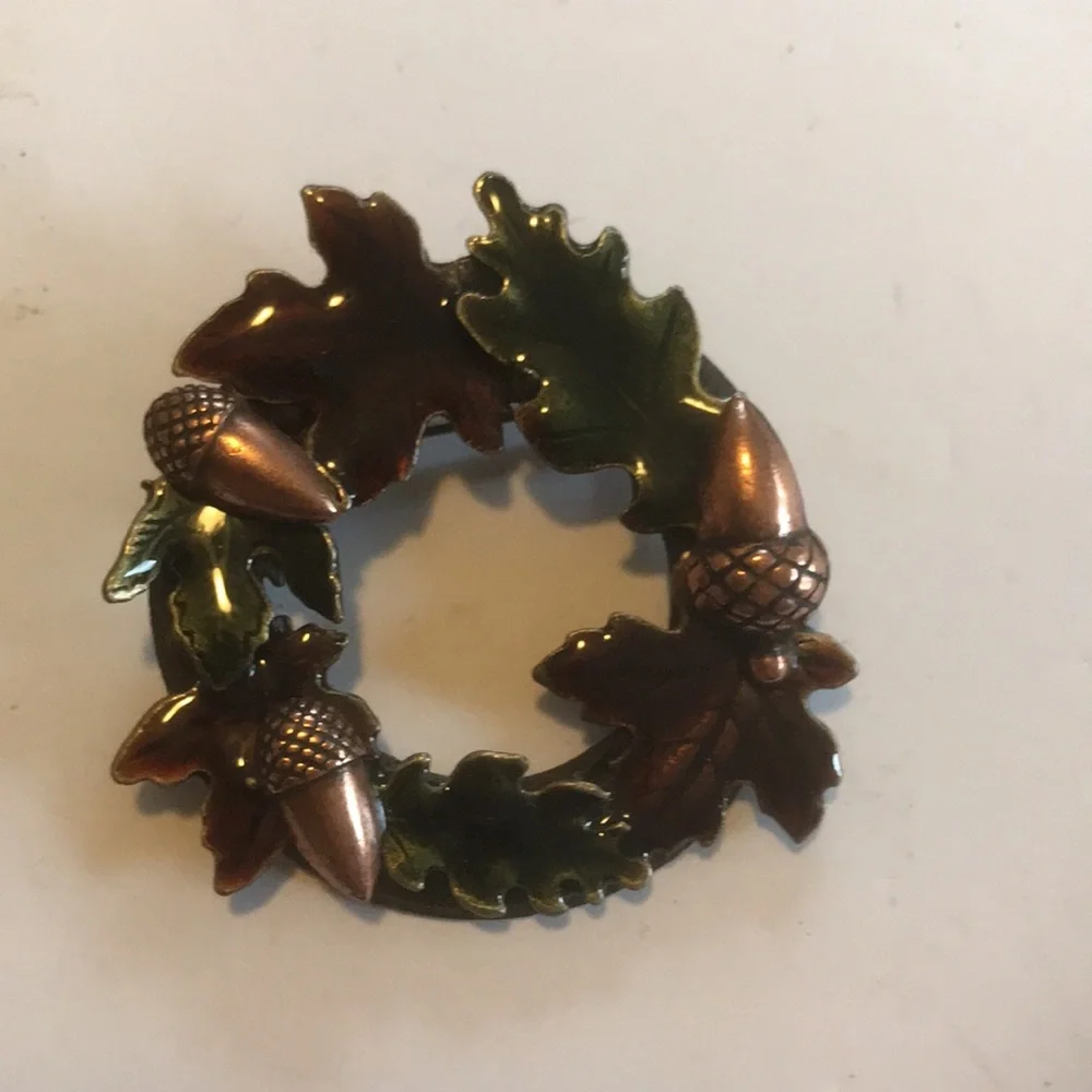 Lot  of Two Fall Leaves and Acorns Pins / Brooches